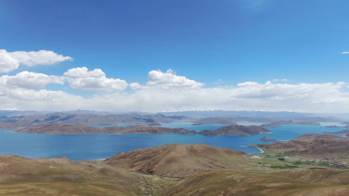 航拍西藏旅游羊湖雍措