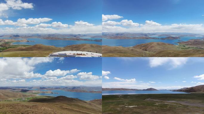 航拍西藏旅游羊湖雍措