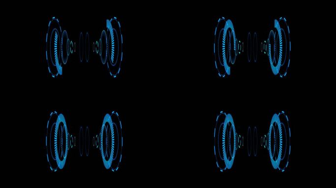 4K高科技立体圆环通道视频蓝色3