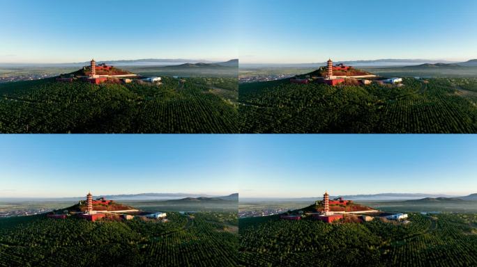 大同火山昊天寺清晨航拍