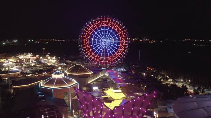 航拍海南省三亚市海棠湾夜景