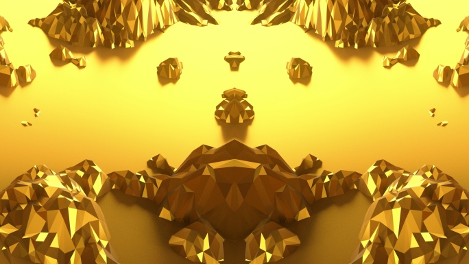 【4K时尚背景】黄金镜像金碧空间立体几何
