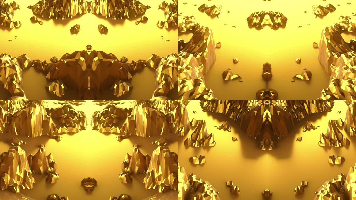 【4K时尚背景】黄金镜像金碧空间立体几何