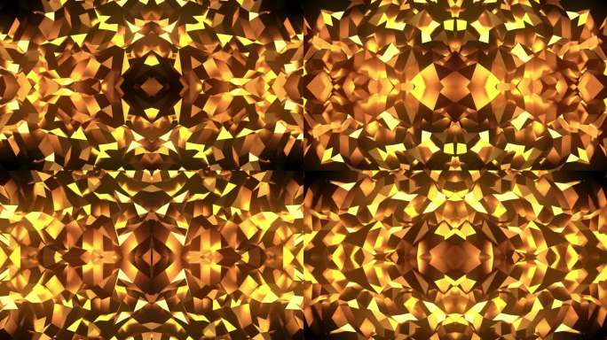 【4K时尚背景】金光韵影镜像抽象几何图形