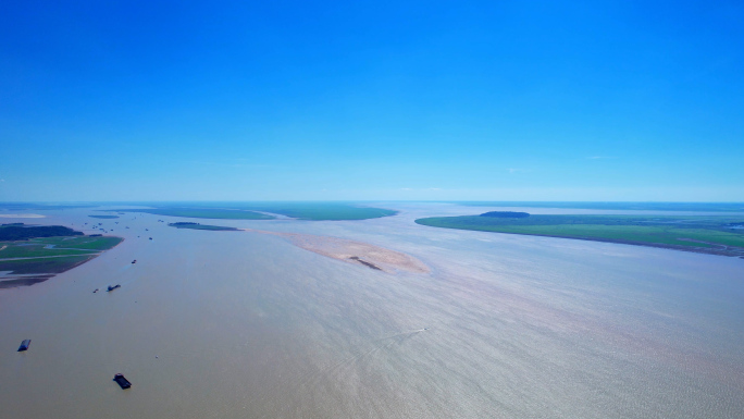 航拍洞庭湖大桥 洞庭湖货船 岳阳楼区