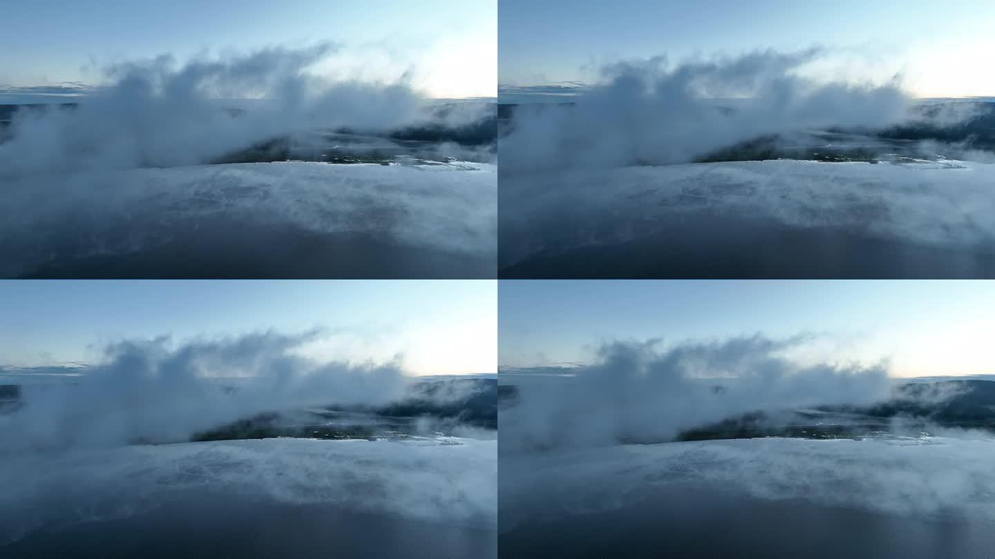 航拍山林湖泊云雾缥缈