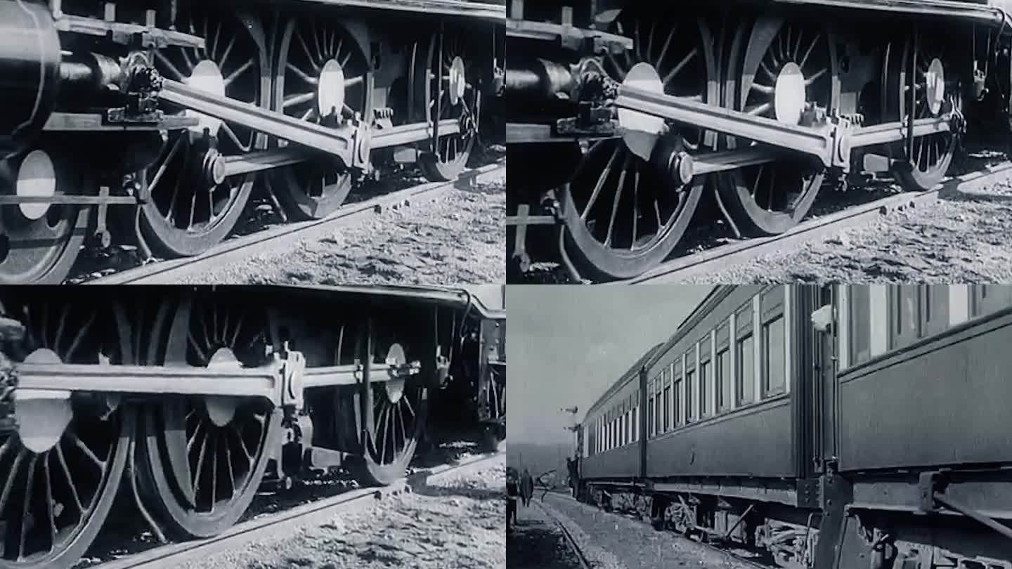 30年代蒸汽火车内燃机火车轮子轨道