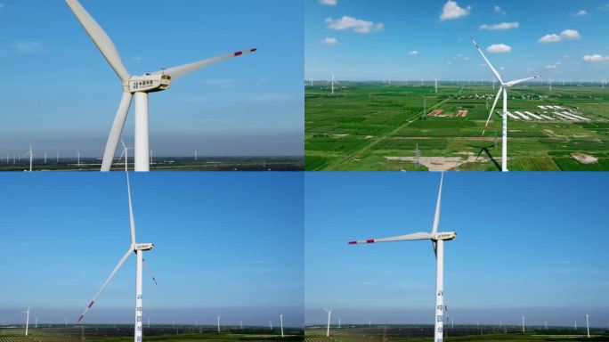 风能发电中国华能风机航拍