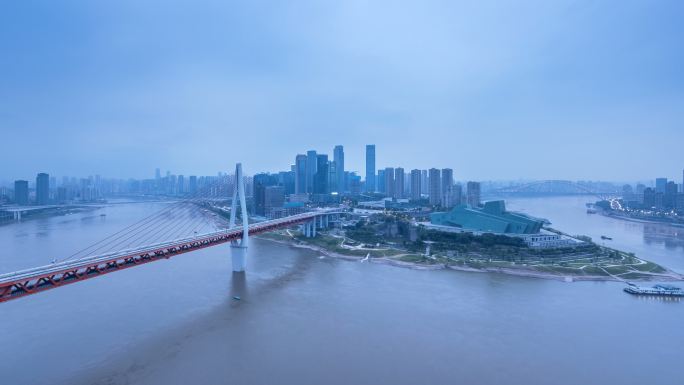 黎明时分的重庆江北嘴延时