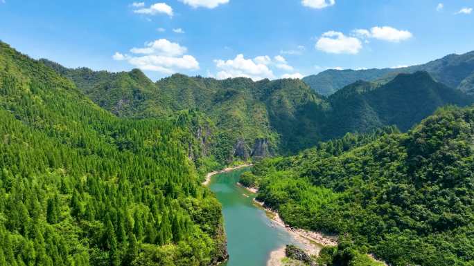 4K航拍高山峡谷间茅岩河漂流合集4