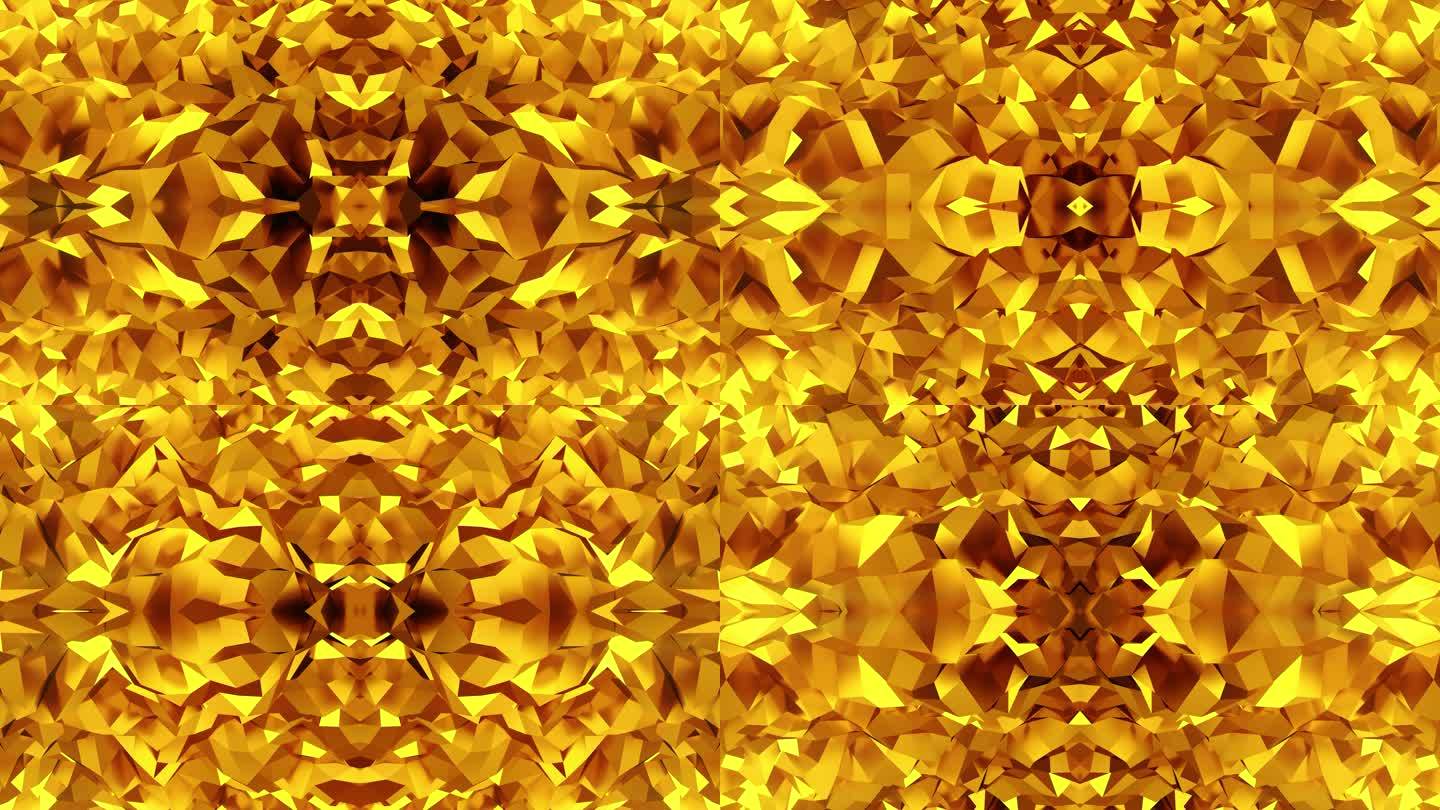 【4K时尚背景】黄金立体镜像抽象几何图形