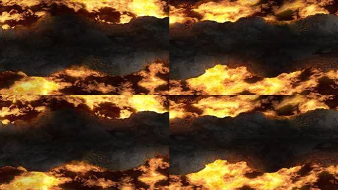 8K火焰地屏岩浆视频无缝循环素材