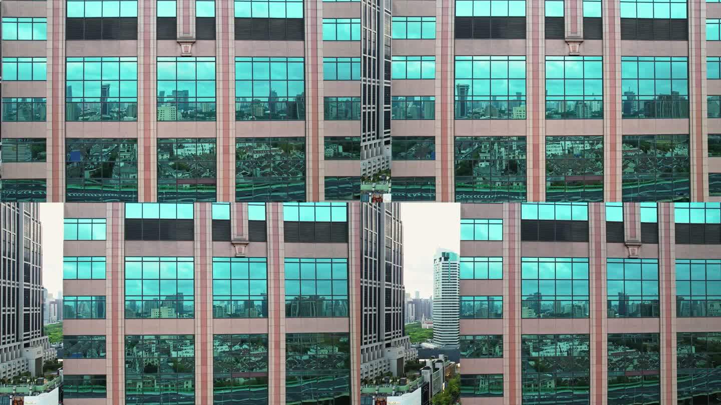 航拍上海中环广场建筑外立面