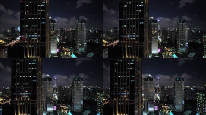上海商业圈建筑风光航拍香港广场夜景