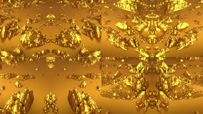 【4K时尚背景】黄金镜像璀璨空间图形几何