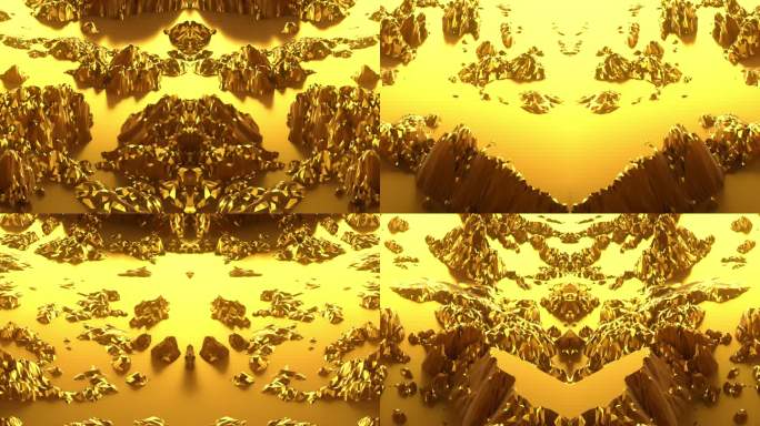 【4K时尚背景】黄金立体金碧空间图形几何