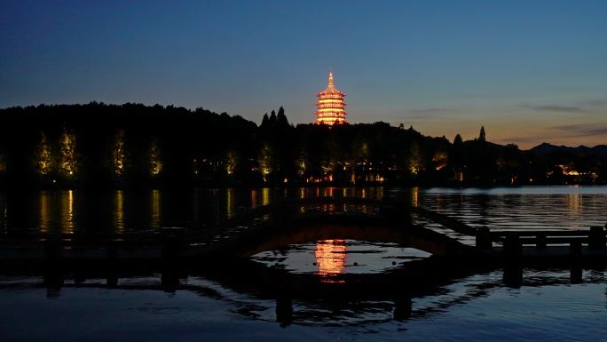 长桥公园西湖夜景