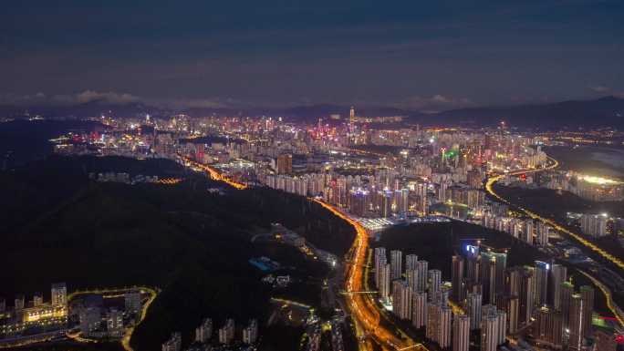 深圳福田香蜜湖侨乡夜景延时