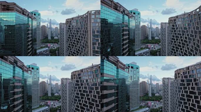 航拍上海市区建筑群