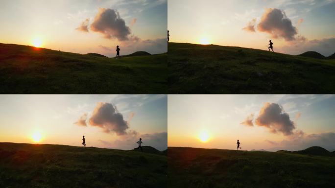 大气风景人物片头片尾清晨阳光跑步云彩