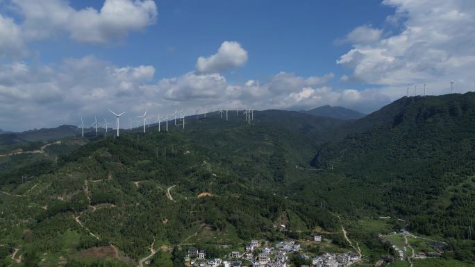 国家电网风能发电风电场大风车4K航拍