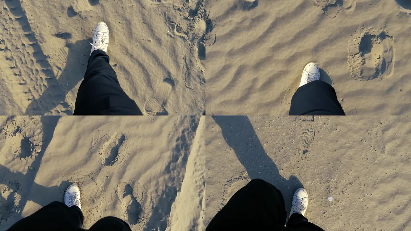 走在沙漠里的脚步