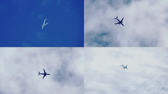 乘飞机去旅行 天空中的飞机