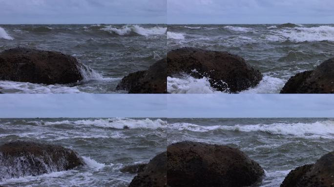 海浪 浪花飞溅 拍打礁石