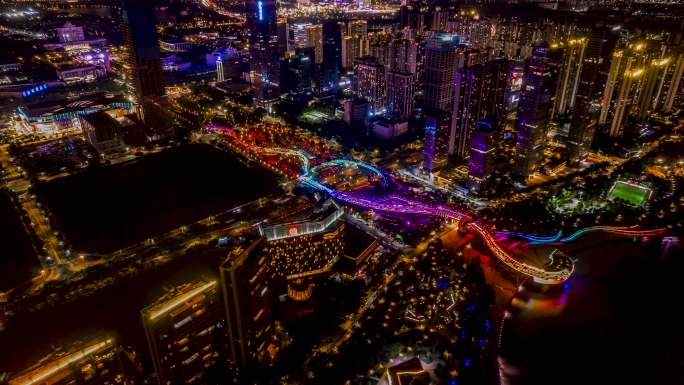 顺德夜景金凤凰广场航拍延时4K宣传片