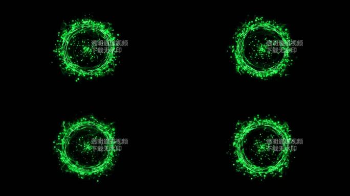 4K绿色粒子能量圈通道视频-循环 2