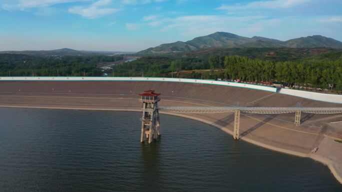 航拍洛阳嵩县陆浑水库