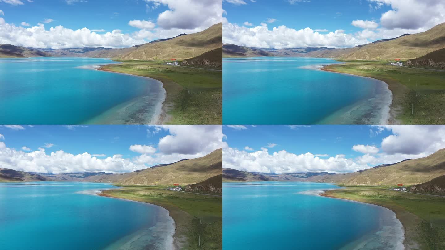 航拍西藏羊湖雍措风景视频素材