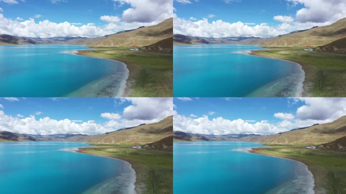 航拍西藏羊湖雍措风景视频素材