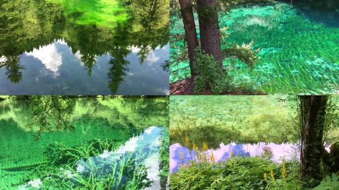 青山绿水清澈见底翡翠绿暑假旅游目的牟尼沟