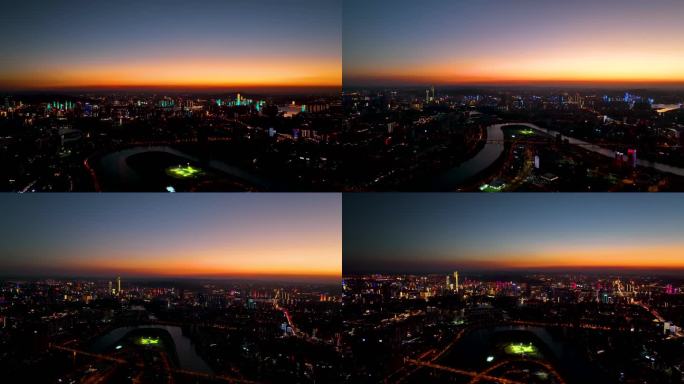 4K航拍夕阳下长沙城市剪影合集2
