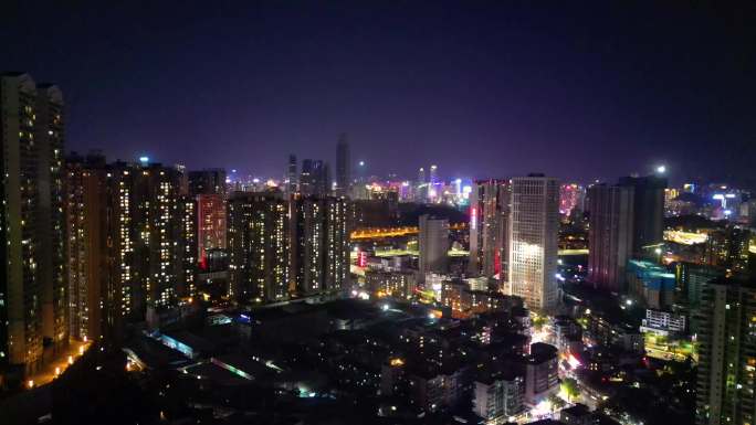 万家灯火千家万户城市小区居住楼灯火通明景