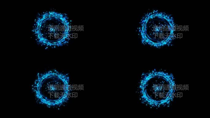 4K蓝色粒子能量圈通道视频-循环 2