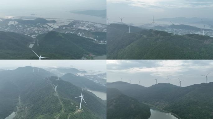海边山顶风力发电4K航拍Dlog素材