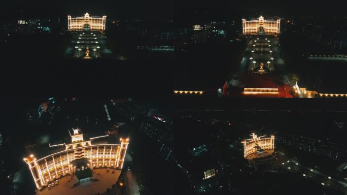 航拍武昌理工大学校园夜景