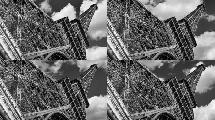 法国埃菲尔铁塔黑白画面