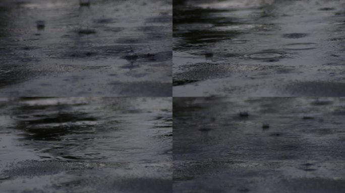 暴雨下雨 雨水落在地面上