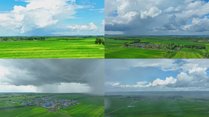 夏天乡村蓝天白云暴雨