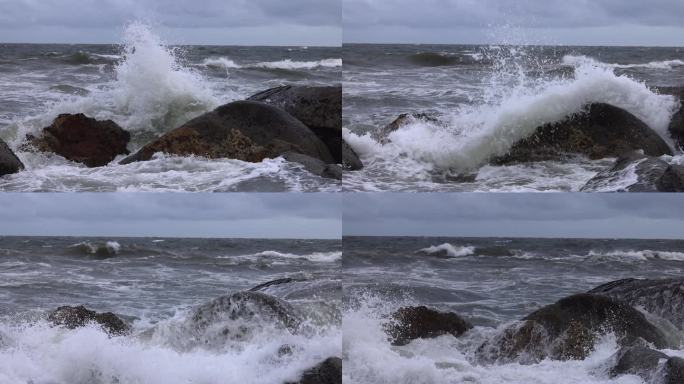 海浪 浪花飞溅 拍打礁石