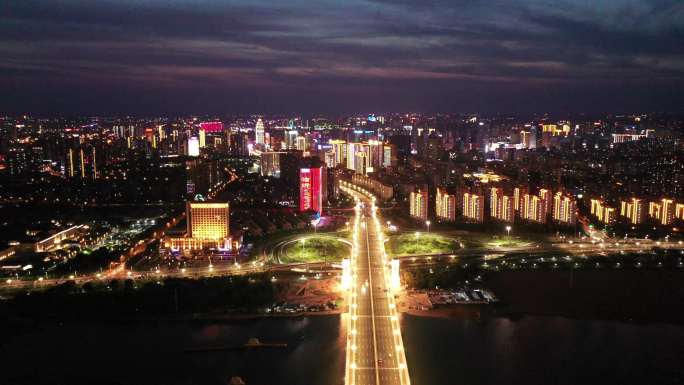 4K航拍临沂市北城新区夜景