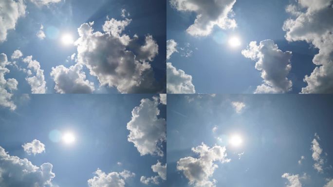 烈日炎炎蓝天白云延时摄影三伏天夏季太阳