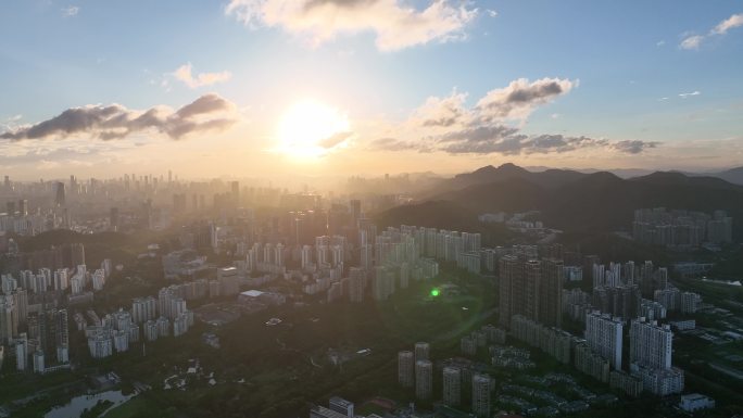 深圳城市日落晚霞