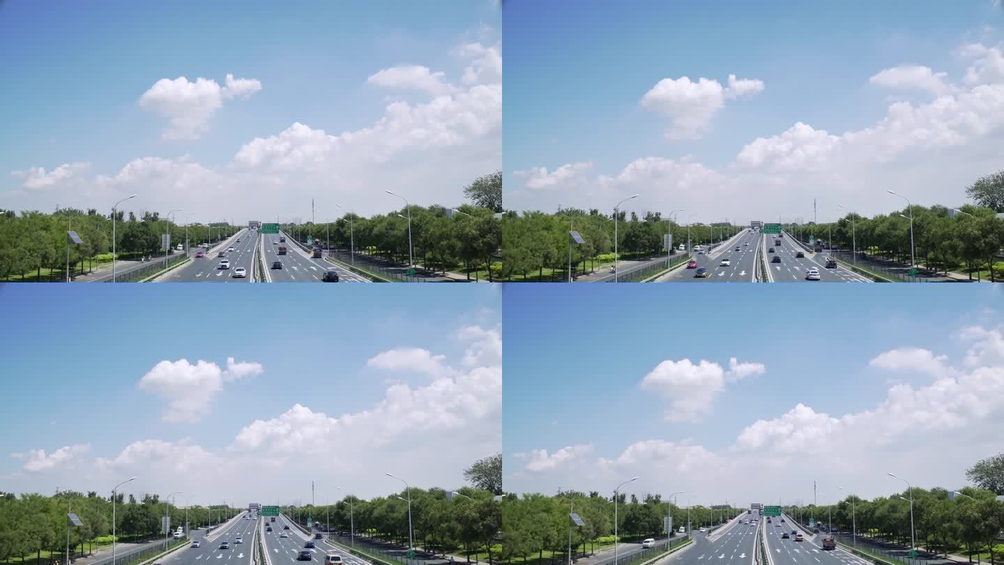 蓝天白云下的高速公路