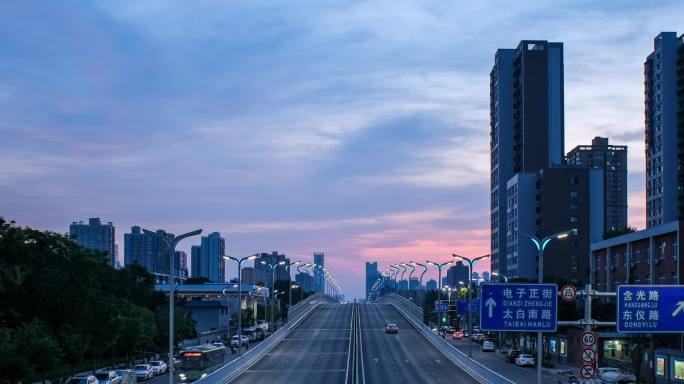 城市夜景车流延时