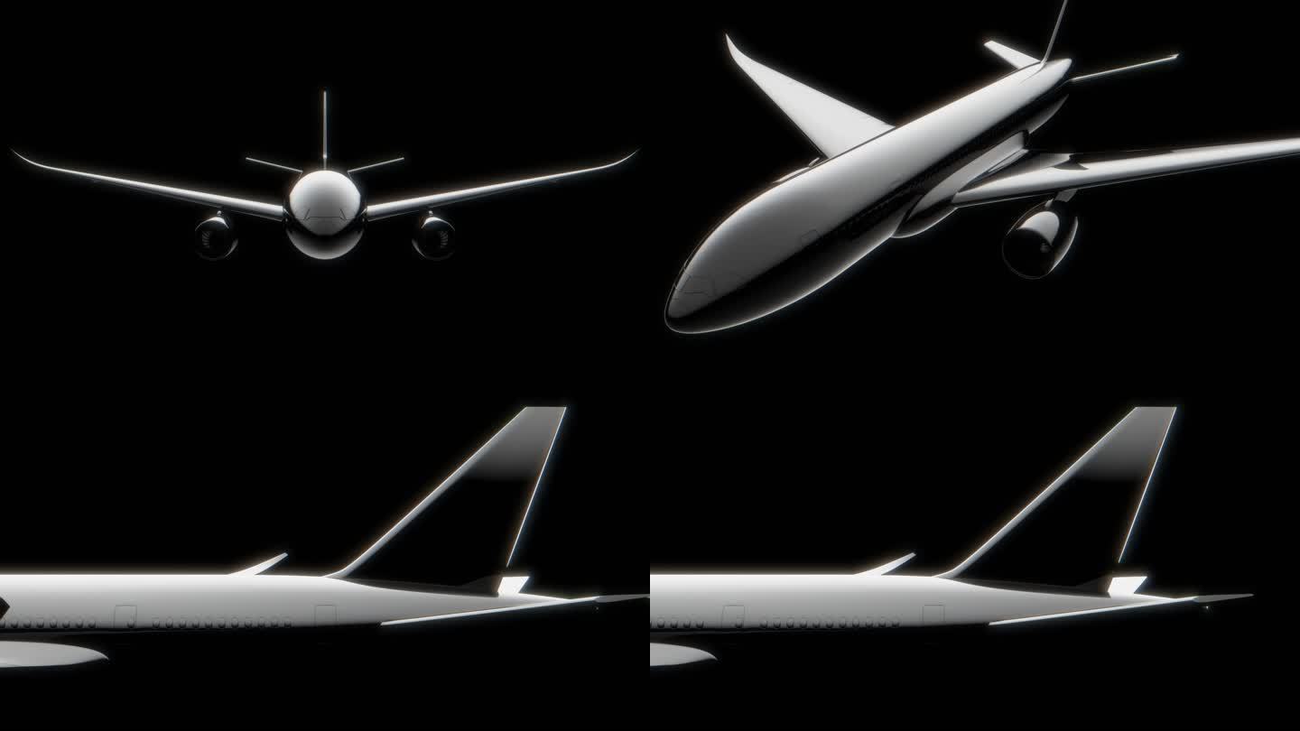 黑白金属质感飞机展示