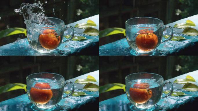西红柿掉入水杯唯美光影广告素材果蔬营养